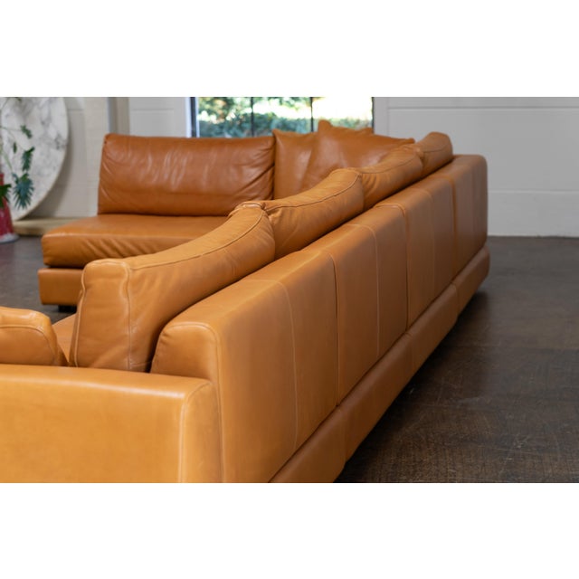 Vintage Corner Sofa in Natuzzi Cognac Leather, Italy, 2004, Set of 5 For Sale - Image 9 of 16