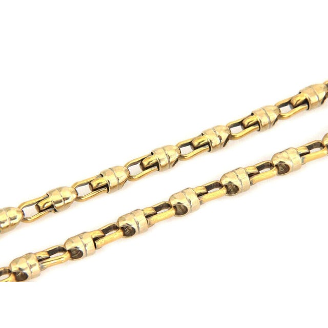 Barrel Link 18k Multi Tone Gold Long Chain 23.5" For Sale - Image 4 of 5