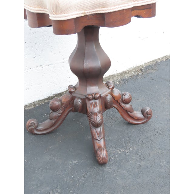 Empire Late 1800s Adjustable Swivel Piano Stool Ottoman 6414 For Sale - Image 9 of 13
