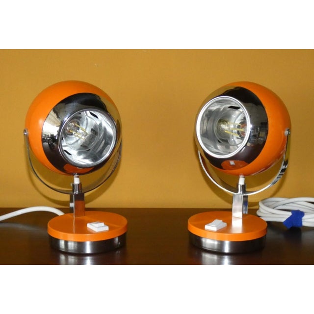 Vintage Orange Eyeball Lamps by Goffredo Reggiani for Reggiani, Italy, 1970s, Set of 2 For Sale - Image 13 of 13