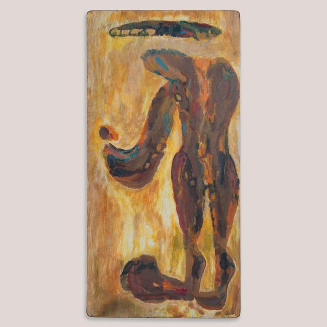 Unknown Artist, Abstract Figurative Form, 1950s, Oil on Board For Sale - Image 4 of 4