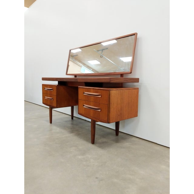 Authentic vintage mid century modern teak dressing table / vanity / desk with mirror. "Fresco" series designed by Victor...