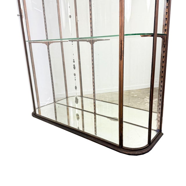 Large Antique Metal Museum Display Cabinet with Curved Glass, 1890s For Sale - Image 6 of 18