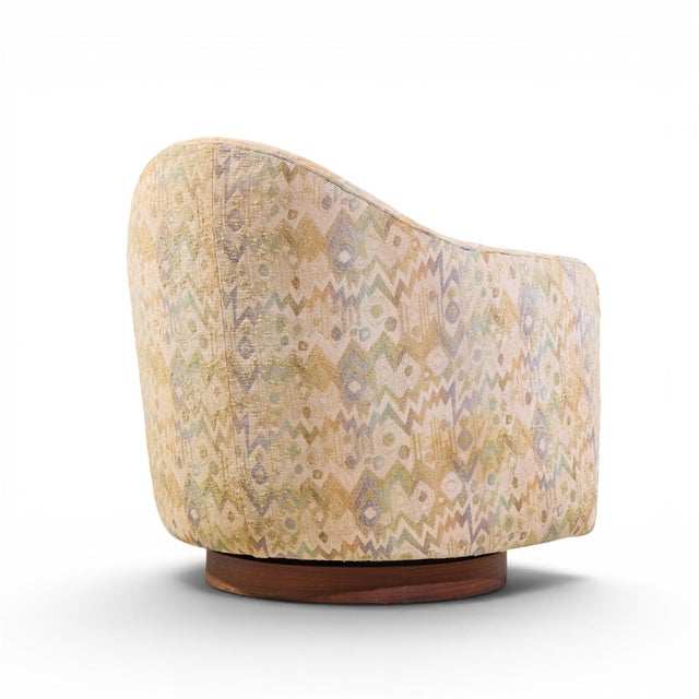 Wood Milo Baughman for Thayer Coggin Mid Century Walnut Base Swivel Lounge Chair For Sale - Image 7 of 10