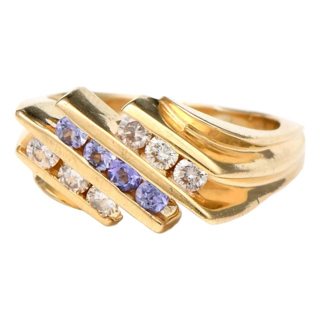 14KY Diamond(0.36) & Tanzanite(0.28) Ring, size 7 For Sale