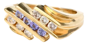 14KY Diamond(0.36) & Tanzanite(0.28) Ring, size 7
