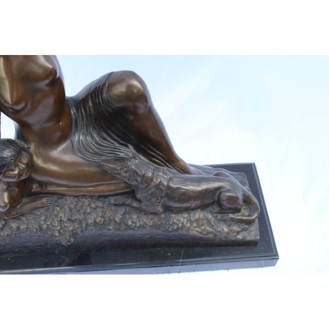1990s Art Deco Sculpture Semi-Nude Girl with Boy and Dog After Delandre Large For Sale - Image 18 of 18