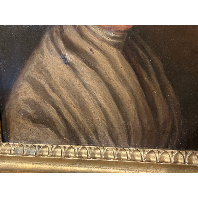19th Century C. 19th Oil on Board Portrait For Sale - Image 5 of 8