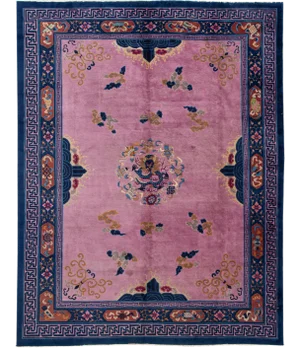 Purple Antique Beijing Dragon Handmade Wool Rug