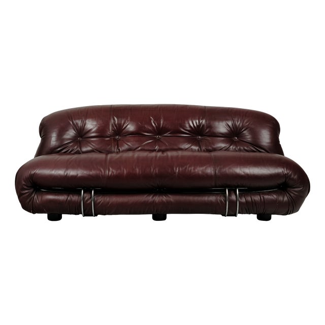 Soriana 2-Seater Sofa in Brown Leather by Afra & Tobia Scarpa for Cassina, 1969 For Sale