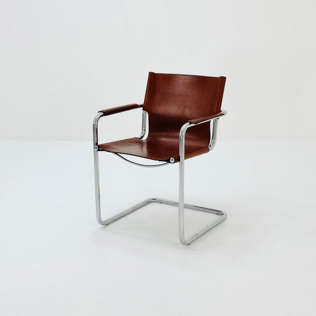 Bauhaus Matteo Grassi visitor chair in congac leather 1980s Italy Model visitor desk made of cognac leather by Mart Stam &...