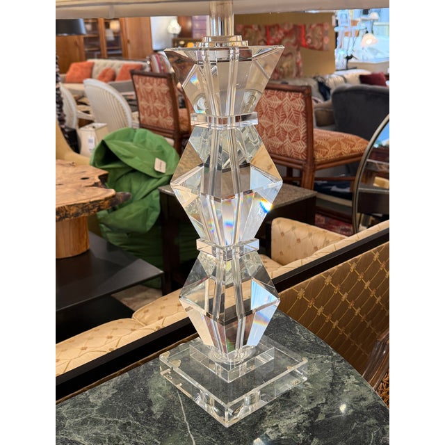 Hollywood Regency Ethan Allen Crystal Table Lamps, Pair For Sale - Image 3 of 14