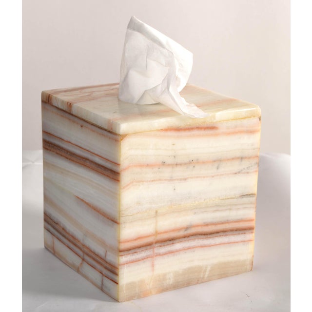 Vintage Mid-Century Modern Onyx Gemstone Tissue Box Cover Paper Boutique Box For Sale - Image 12 of 12