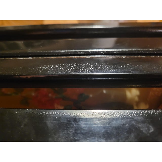Wood Mid 20th Century Asian Lacquer Four Panel Screen For Sale - Image 7 of 11