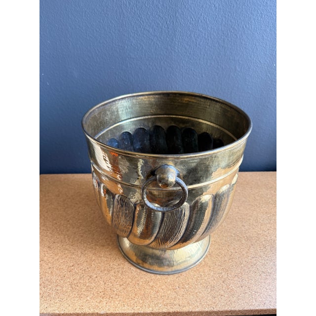 Metal 1970s Hammered Brass Planter For Sale - Image 7 of 10
