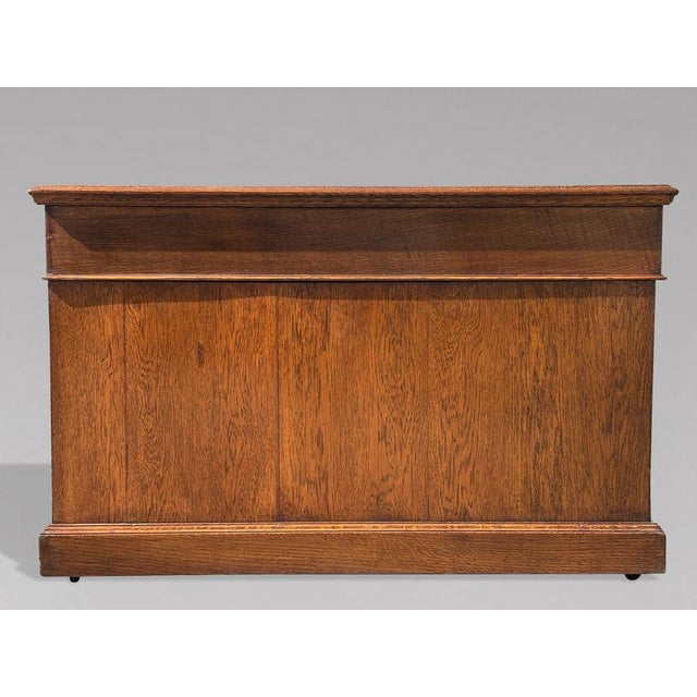 Large Antique Oak Pedestal Partners Desk, 1880 For Sale - Image 9 of 13