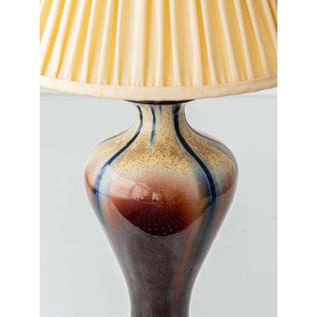 Brown Belgian Art Deco Flambé Glaze Ceramic Table Lamps, 1920s, Set of 2 For Sale - Image 8 of 18