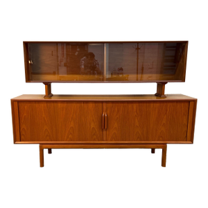 Danish Mid-Century Modern Teak Server W/ Glass Top Hutch
