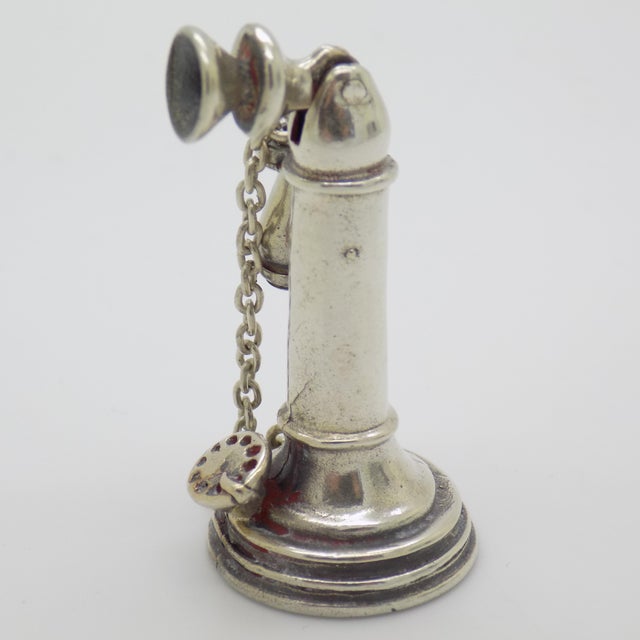 1970s Vintage Italian Handmade Silver Telephone Miniature, 1970s For Sale - Image 5 of 11