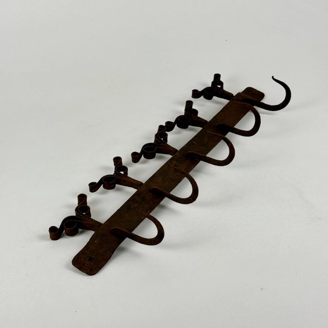 Mid 19th Century Primitive 19th Century Hand Forged Metal Long Utensil Game Rack For Sale - Image 5 of 9