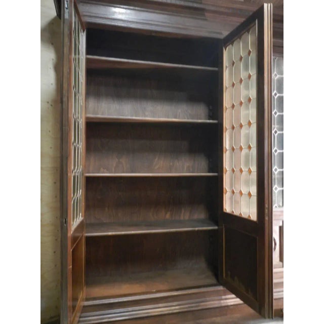 Brown Walnut and Lead Glass Bookcase, Italy, 1950s For Sale - Image 8 of 18
