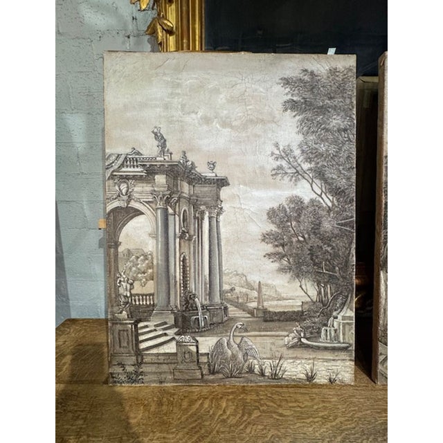 Nice pair of 19th century oil on canvas paintings. Featuring the colors and black and white and images of a tranquil...