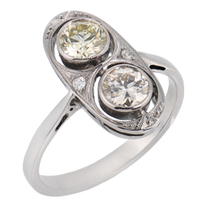 1930s Art Deco Old Cut Diamond 18k White Gold Ring, Size 7