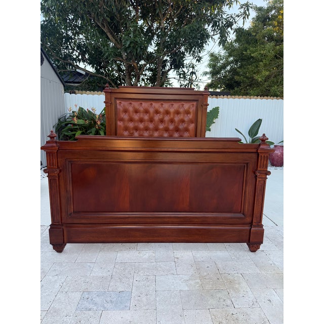 2010s Ralph Lauren Continental Queen Tufted Leather Bed For Sale - Image 5 of 12