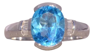 The Cole: Contemporary Sky Blue Topaz and Natural Diamond Ring in White Gold