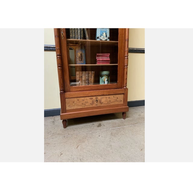 Antique Art Nouveau Display Bookcase with Inlays, 1910 For Sale - Image 3 of 10