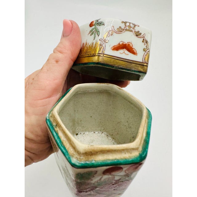 Hand Painted Chinoiserie Jar With Lid For Sale In Charleston - Image 6 of 6