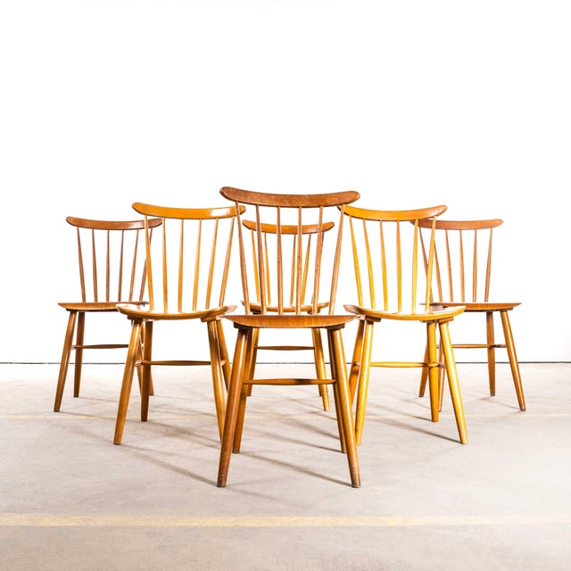Wood Vintage Stickback Blonde Dining Chairs, 1950s, Set of 4 For Sale - Image 7 of 12