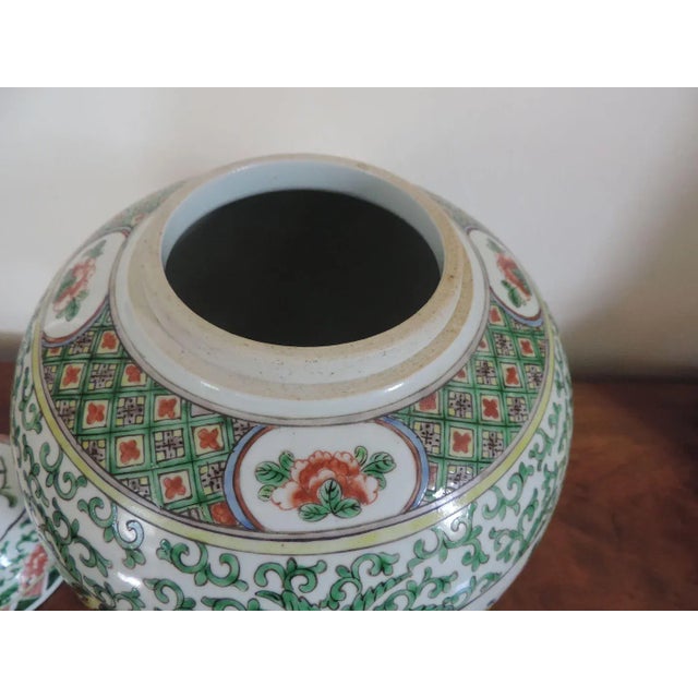 Large 19th Century Chinese Famille Vert Porcelain Vase Jar For Sale - Image 10 of 11