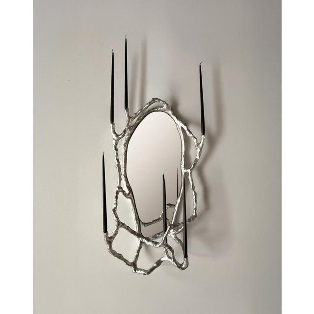 Gold Route Mirror 01.01 in Cast Aluminium and Mirror Glass by Sofia Karnukaeva For Sale - Image 8 of 9