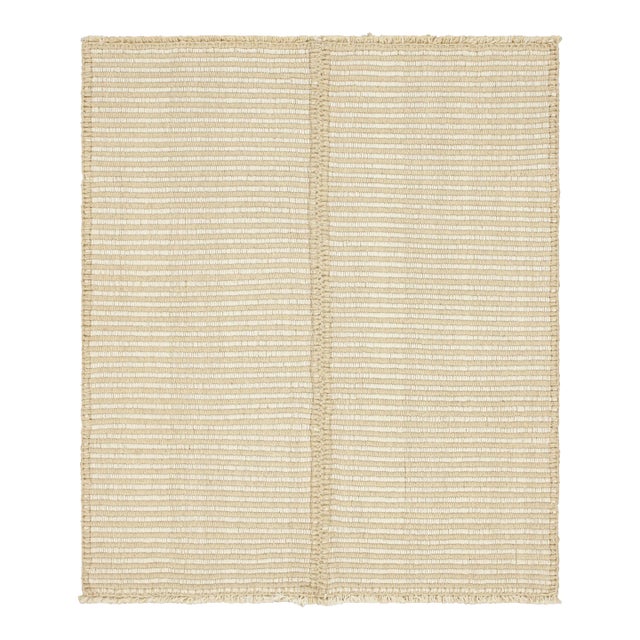 Rug & Kilim’s Contemporary Kilim in Beige and Cream White Textural Stripes For Sale