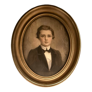 Antique Gilt Oval Framed Portrait Print of a Young Boy / Child Titled “Paul” by C & A. Richards, Boston, Massachusetts