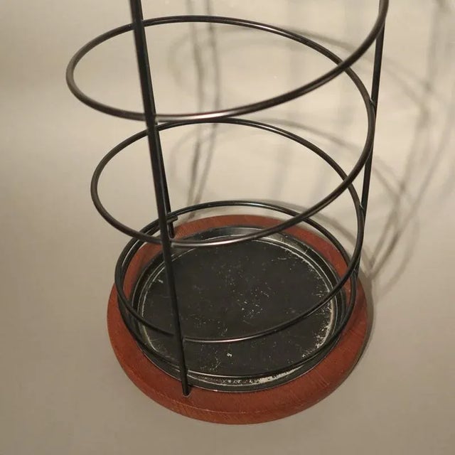 Vintage Metal & Teak Umbrella Stand, in Flawless conditions. Designed 1950 to 1959