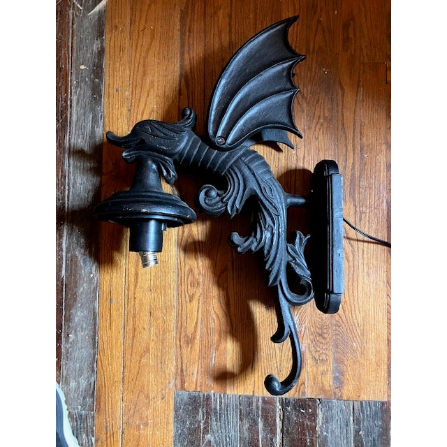 Ebony Wall Sconce Dragon Gargoyle For Sale - Image 8 of 12