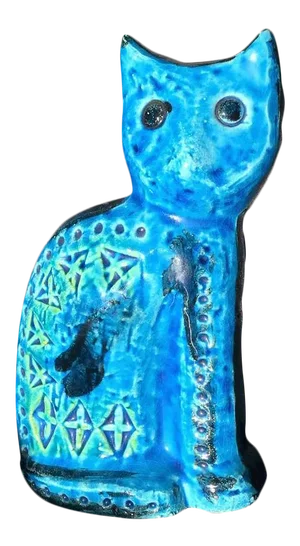 Bitossi Double Sided Turquoise Blue Ceramic Cat