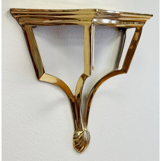 Traditional Vintage Brass Wall Shelf For Sale - Image 3 of 7