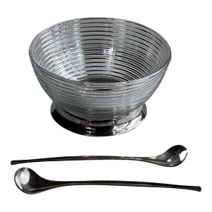 Silverplate and Glass Salad Bowl With Salad Server