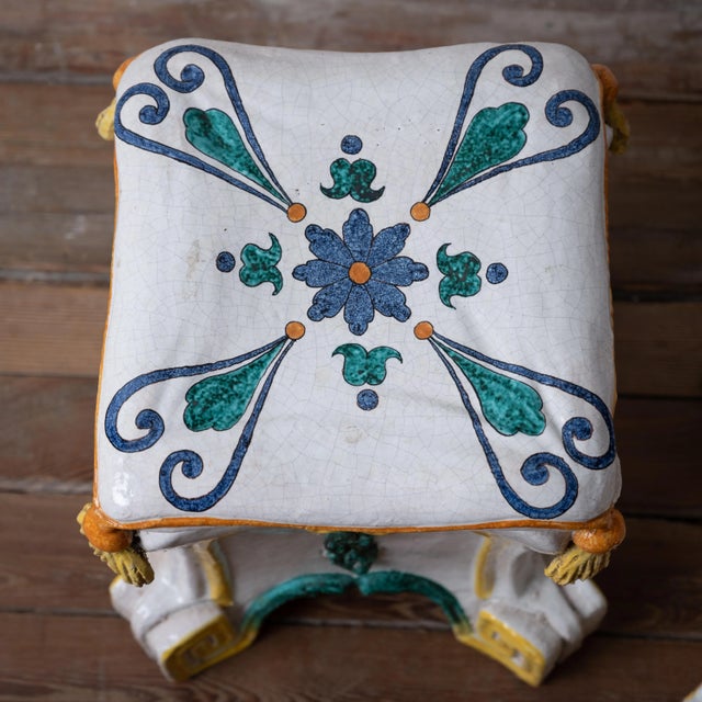 Mid 20th Century Italian Majolica Trompe L’Oeil Garden Stools For Sale - Image 5 of 9