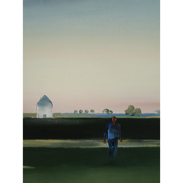 1991 'The Distance Between' Vintage Swedish Minimalist Original Landscape Oil Painting, Framed For Sale - Image 9 of 11
