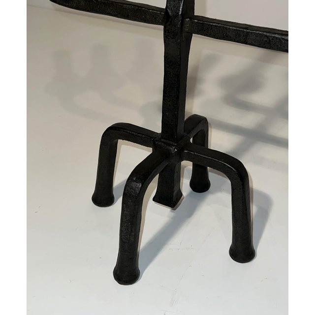 1940s Pair of 5-arm wrought iron candelabras For Sale - Image 11 of 12