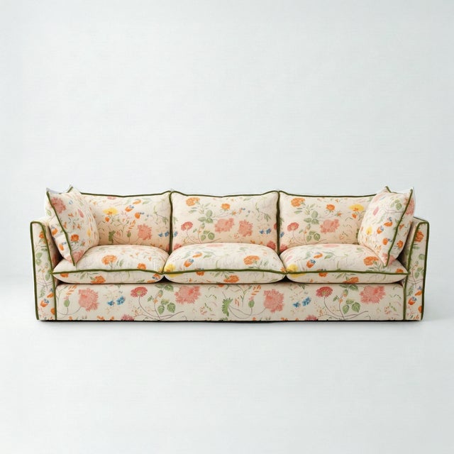 Not Yet Made - Made To Order Sophie Conran Coco 4 Seater Sofa - Andrew Martin Wildwood Ivory with Contrast Welt Knife Edge Cushion For Sale - Image 5 of 5