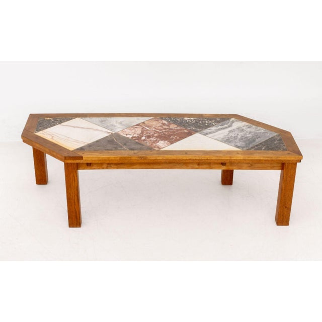 Modern Asymmetrical Marble Top Coffee Table For Sale - Image 9 of 9