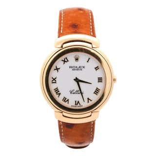 Rolex Cellini 18k Gold 37mm 6623 on Leather Watch Box and Papers For Sale