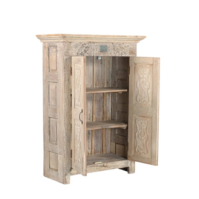 Indian Bleached Teakwood Armoire Constructed From Antique Doors For Sale - Image 4 of 5