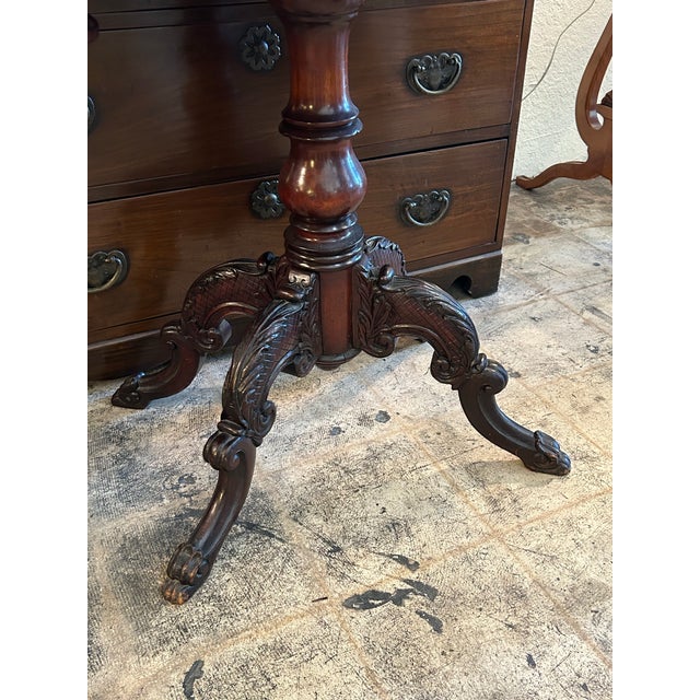 Wood Early 19th Century William the IV Flip Top Pedestal Game Table Console. For Sale - Image 7 of 8
