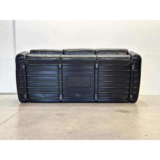 Animal Skin Piumotto Sofa in Black Leather by Arrigo Arrigoni for Busnelli, 1970s For Sale - Image 7 of 18